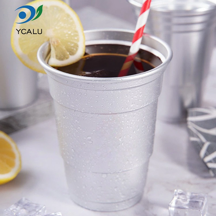 16oz botatzeko eta pertsonalizatutako aluminiozko paperezko edari kopa