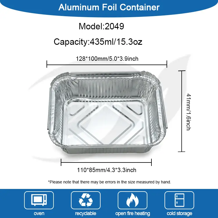 Laukizuzen Barbakoa Zilarrezko Aluminiozko Paperaren edukiontziak