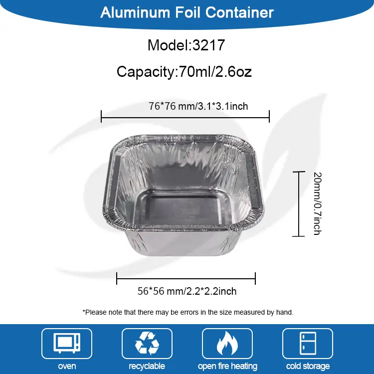 Square Cake Air Fryer Zilarrezko Aluminiozko Paperezko edukiontziak