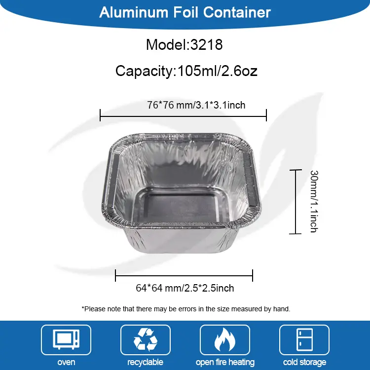 Square Air Fryer Labean Zilarrezko Aluminiozko Paperezko edukiontziak