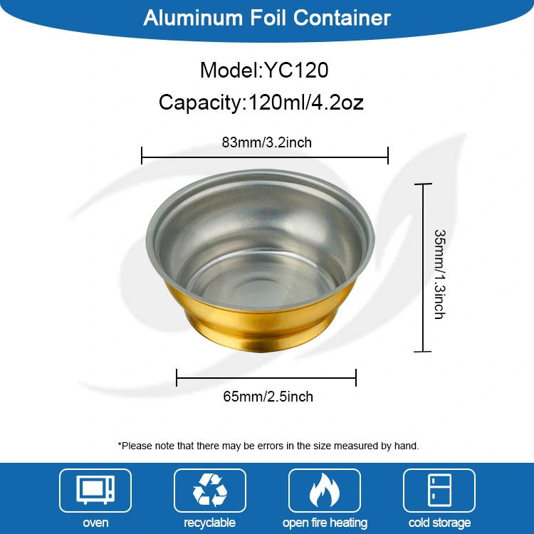 Eramateko mahai gaineko kutxa urrezko ontzi txikia aluminiozko paperezko edukiontziak