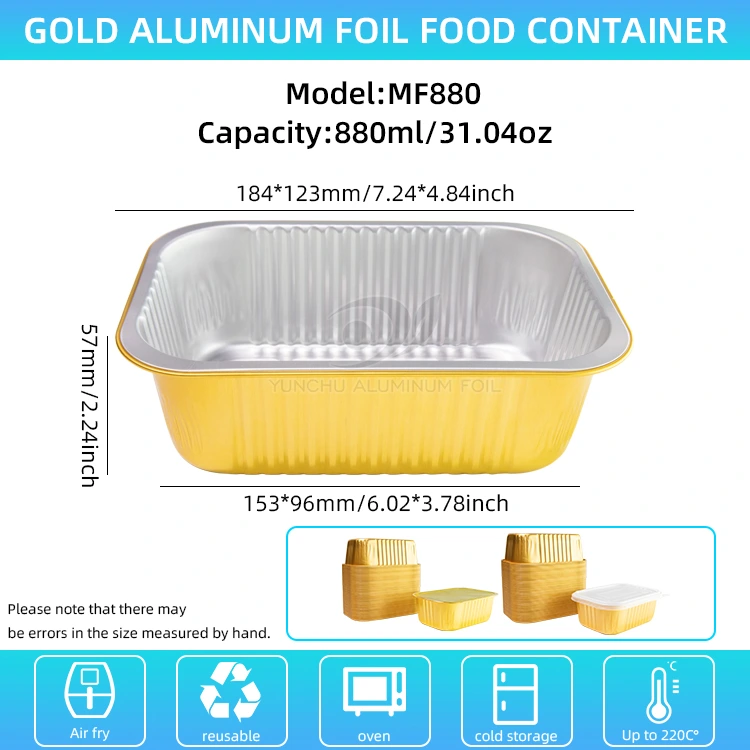 Erabat Square Seal Gratin Aluminiozko Paperezko edukiontziak