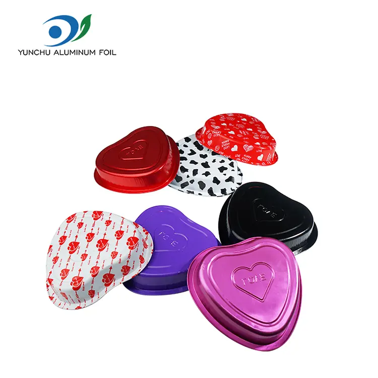Bihotz itxurako pastel gozogintza leuna aluminiozko paperezko edukiontziak