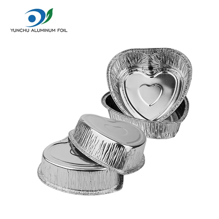 Bihotz itxurako eramateko tarta Zilarrezko aluminiozko paperezko edukiontziak