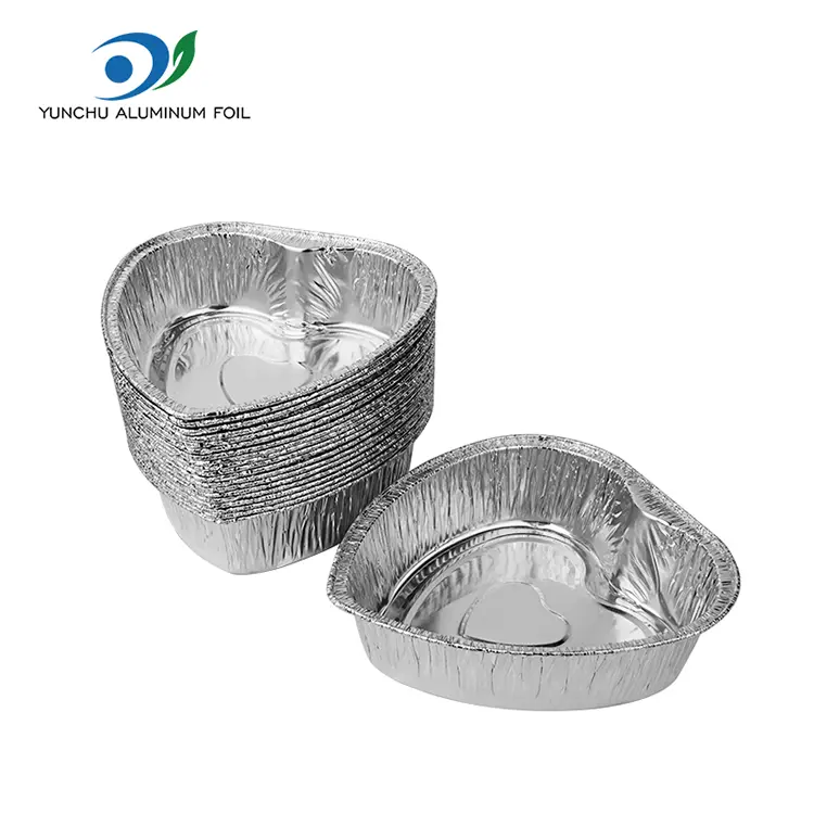 Bihotz itxurako eramateko tarta Zilarrezko aluminiozko paperezko edukiontziak