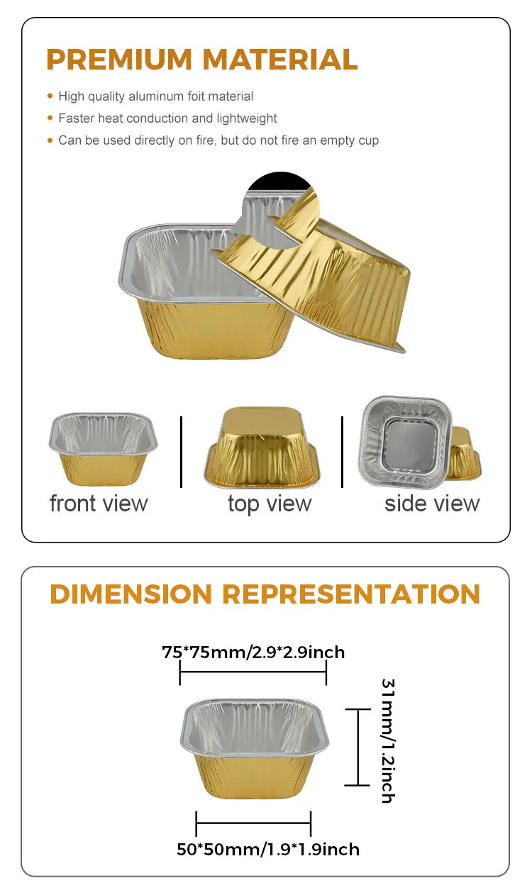 Square baking cakes Smoothwall Aluminum Foil Containers
