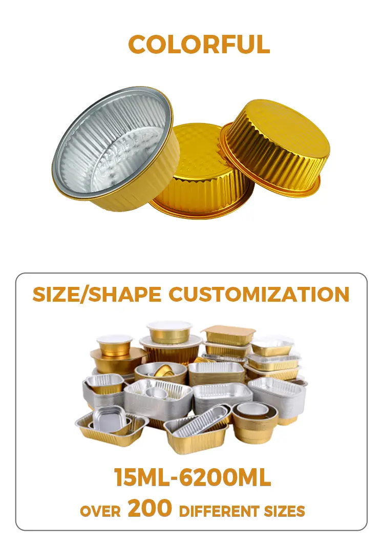 Disposable golden fast food Round Aluminum Foil Containers