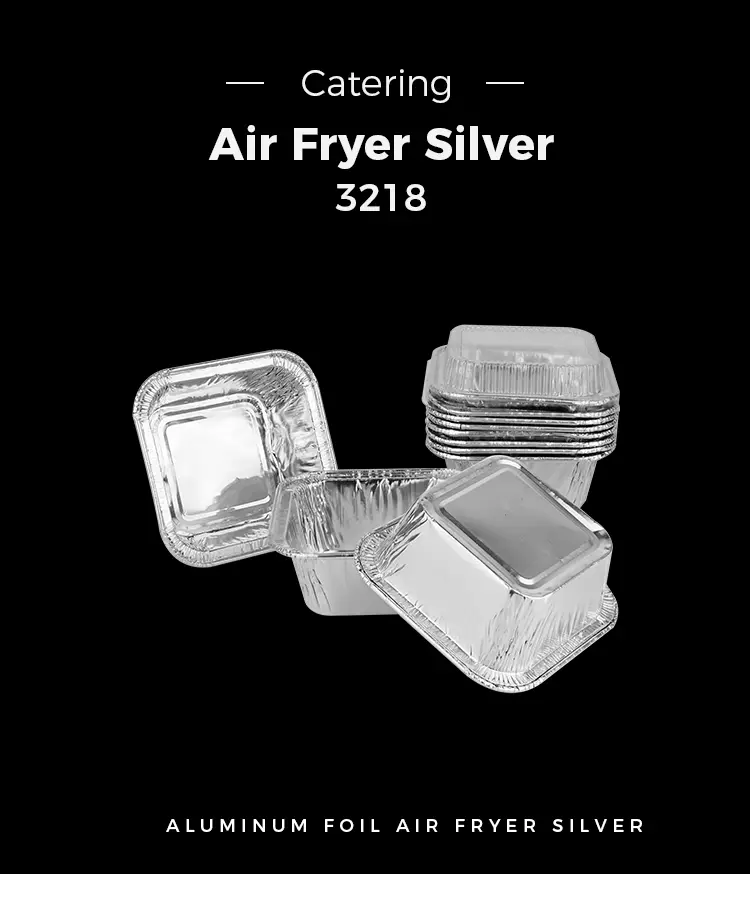 Square air fryer baking Silver Aluminum Foil Containers