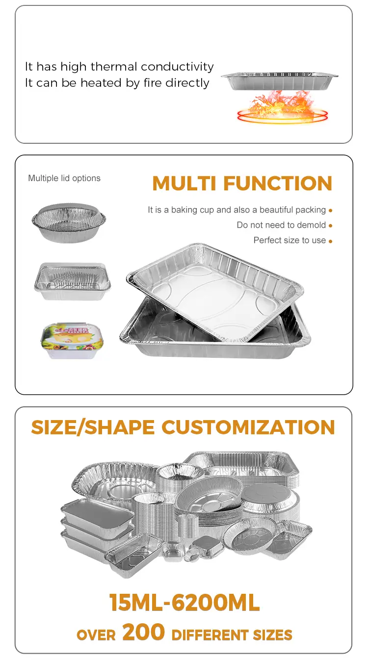 Large-capacity take-out baking tray Silver Aluminum Foil Containers