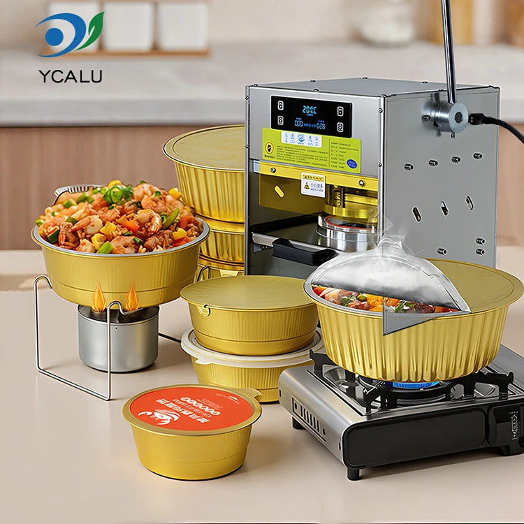 Eskuzko bero-zigilatzeko makina urrezko aluminiozko paperezko ontziekin