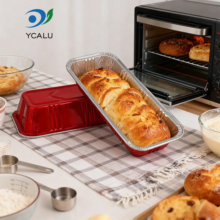 Okindegi gorri angeluzuzeneko catering Zilarrezko aluminiozko paperezko ontziak