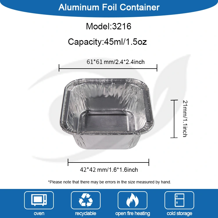 Square Air Fryer Zilarrezko Aluminiozko Paperezko edukiontziak